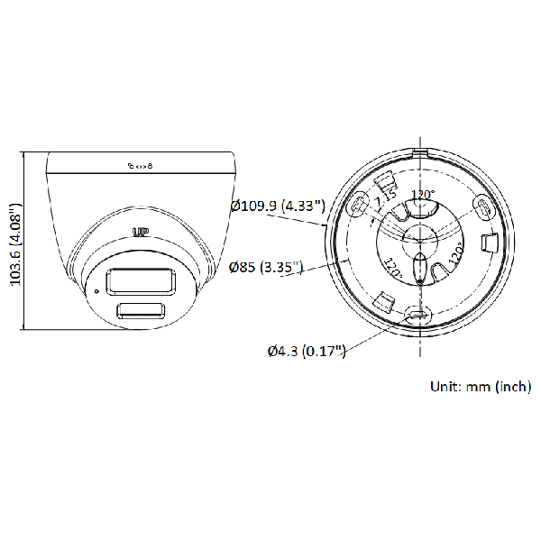 Hikvision dome DS-2CD1347G0-L(C) F2.8 (balta, 4 MP, 30 m. LED, ColorVu Lite) – nuotrauka 6