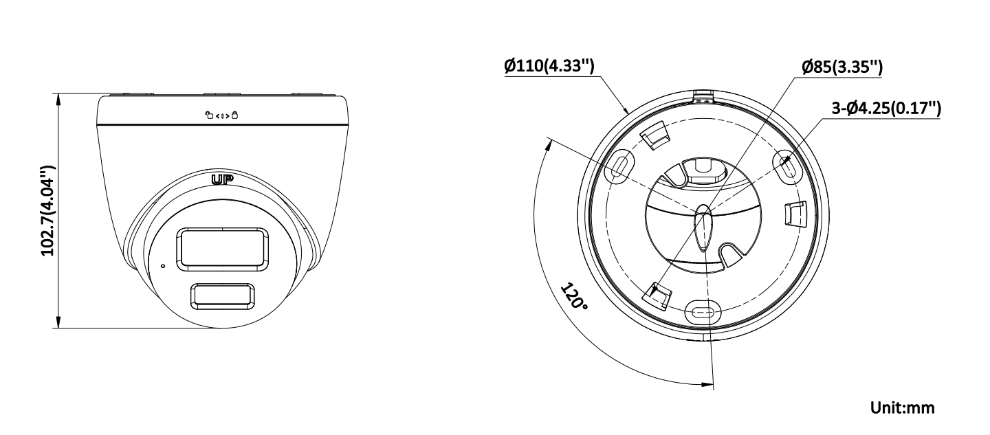 Hikvision Dome DS-2CD1347G3H-LIU F2.8 (balta, 4 MP, ColorVu 3.0, 30 m IR, 30 m LED, Hybrid Light, PoE) – nuotrauka 8