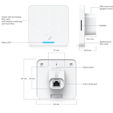 Praėjimo sistemos skaitytuvas Ubiquiti UniFi UA-G3-Flex-W