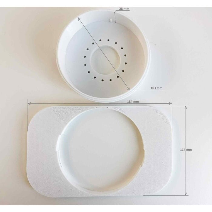 Priglaistomas dūmų detektoriaus korpusas (detektoriams iki 102mm)